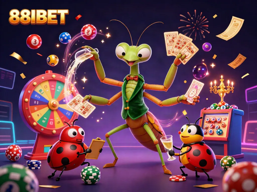 Experience the vibrant world of 88IBET as cartoon characters engage in thrilling casino activities.